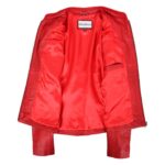 WeeBroz Women's Red Leather Biker Jacket Casual Moto Style - Image 6