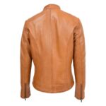 WeeBroz Women's Tan Leather Biker Jacket Front Zip Closure Style - Image 2