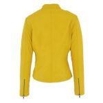 WeeBroz Women's Yellow Leather Biker Jacket Casual Moto Style - Image 2