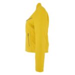 WeeBroz Women's Yellow Leather Biker Jacket Casual Moto Style - Image 5