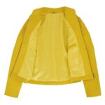 WeeBroz Women's Yellow Leather Biker Jacket Casual Moto Style - Image 6