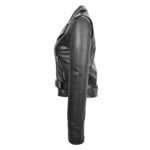 WeeBroz Women's Black Leather Biker Jacket Studded Brando Style - Image 4