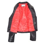 WeeBroz Women's Black Leather Biker Jacket Studded Brando Style - Image 5