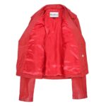 WeeBroz Women's Red Leather Biker Jacket Classic Moto Style - Image 6