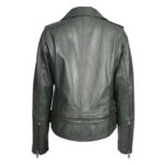 WeeBroz Women's Green Real Leather Biker Jacket 2-in-1 Cropped Style - Image 2