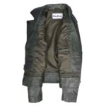 WeeBroz Women's Green Real Leather Biker Jacket 2-in-1 Cropped Style - Image 6