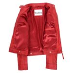 WeeBroz Women's Red Leather Biker Jacket Casual Biker Style - Image 6