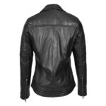 WeeBroz Women's Black Real Leather Biker Jacket Cross Zip Style - Image 2
