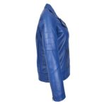 WeeBroz Women's Black Real Leather Biker Jacket Cross Zip Biker Style - Image 6