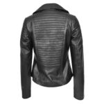WeeBroz Women's Black Real Leather Biker Jacket Casual Style - Image 2