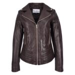 WeeBroz Women's White Real Leather Biker Jacket Fitted Casual Style