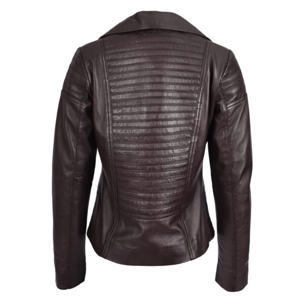 WeeBroz Women's White Real Leather Biker Jacket Fitted Casual Style - Image 2