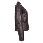 WeeBroz Women's White Real Leather Biker Jacket Fitted Casual Style - Image 3