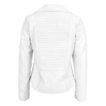 WeeBroz Women's White Real Leather Biker Jacket Trendy Fitted Style - Image 3