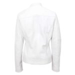 WeeBroz Women's White Real Leather Biker Jacket Zip Up Casual Style - Image 2