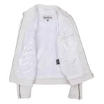 WeeBroz Women's White Real Leather Biker Jacket Zip Up Casual Style - Image 6