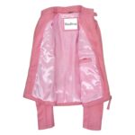 WeeBroz Women's Pink Leather Biker Jacket Modern Zipper Style - Image 6