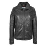 WeeBroz Women's Black Leather Biker Jacket Classic Zip Box Style