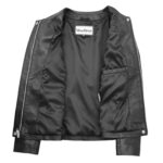 WeeBroz Women's Black Real Leather Biker Jacket Collarless Style - Image 6