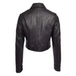 WeeBroz Women's Black Leather Biker Jacket Minimal Moto Cropped Fit Style - Image 2