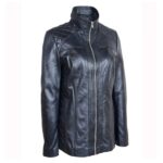 WeeBroz Women's Black Real Leather Biker Jacket Zipper Quilted Style - Image 4