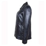 WeeBroz Women's Black Real Leather Biker Jacket Zipper Quilted Style - Image 5