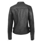 WeeBroz Women's Black Real Leather Biker Jacket Soft Casual Zip Style - Image 2