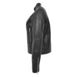 WeeBroz Women's Black Real Leather Biker Jacket Soft Casual Zip Style - Image 6