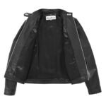 WeeBroz Women's Black Real Leather Biker Jacket Soft Casual Zip Style - Image 7