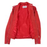 WeeBroz Women's Red Soft Leather Biker Jacket Soft Casual Zip Biker Style - Image 7