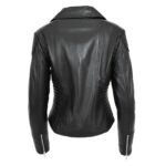 WeeBroz Women's Black Soft Leather Biker Jacket Cross Zip Style - Image 2