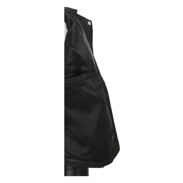 WeeBroz Women's Black Soft Leather Biker Jacket Cross Zip Style - Image 7