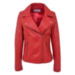 WeeBroz Women's White Leather Biker Jacket Cross Zip Style