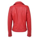 WeeBroz Women's White Leather Biker Jacket Cross Zip Style - Image 2
