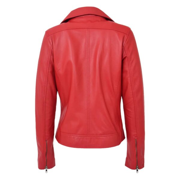 WeeBroz Women's White Leather Biker Jacket Cross Zip Style - Image 2