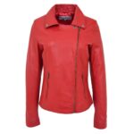 WeeBroz Women's White Leather Biker Jacket Cross Zip Style - Image 3