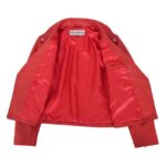 WeeBroz Women's White Leather Biker Jacket Cross Zip Style - Image 7