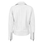 WeeBroz Women's White Leather Biker Jacket Classic Moto Style - Image 2