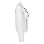 WeeBroz Women's White Leather Biker Jacket Classic Moto Style - Image 3