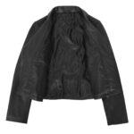 WeeBroz Women's Black Leather Biker Jacket Casual Cross Zip Style - Image 7