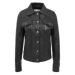 WeeBroz Women's Black Soft Leather Biker Jacket Vintage Western Style