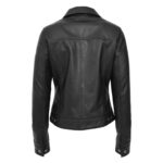 WeeBroz Women's Black Soft Leather Biker Jacket Vintage Western Style - Image 2