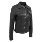 WeeBroz Women's Black Soft Leather Biker Jacket Vintage Western Style - Image 4