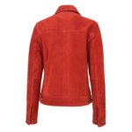 WeeBroz Women's Red Leather Biker Jacket Suede Trucker Style - Image 2