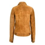 WeeBroz Women's Tan Leather Biker Jacket Suede Trucker Style - Image 2