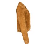 WeeBroz Women's Tan Leather Biker Jacket Suede Trucker Style - Image 3