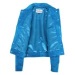 WeeBroz Women's Teal Blue Leather Biker Jacket Suede Trucker Style - Image 7