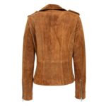 WeeBroz Women's Tan Real Leather Biker Jacket Suede Biker Style - Image 2