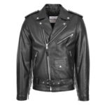 WeeBroz Men's Black Leather Biker Jacket Brando Jacket with Fringes Style - Image 2