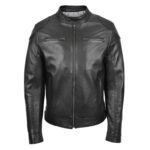 WeeBroz Men's Black Soft Leather Biker Jacket Casual Moto Style - Image 3